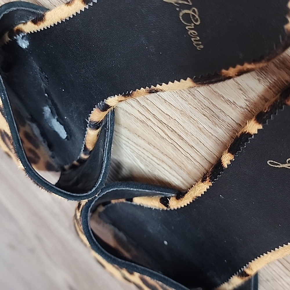 J. Crew Calf Hair Cheetah Print Slides Tan Brown - Picture 3 of 7